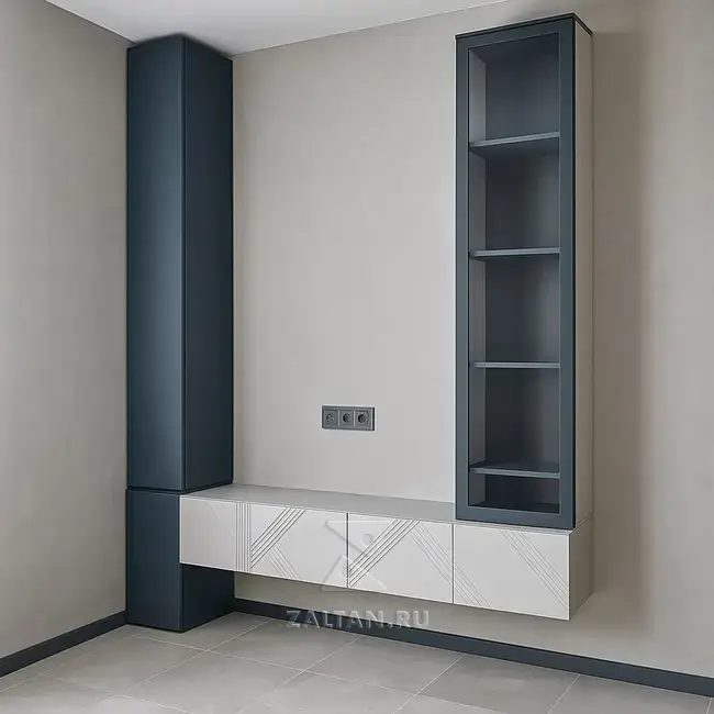 Стенка под ТВ Синий Белый