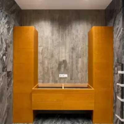 Тумба и шкафы в ванную из шпона