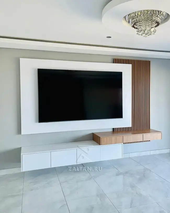 Гостиная с реечной панелью