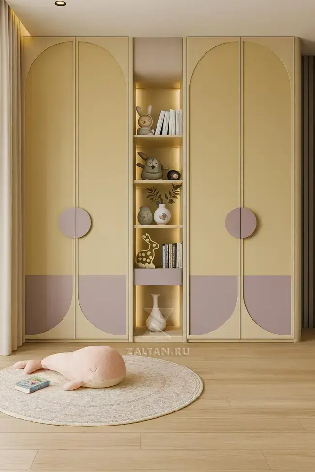 детский шкаф полки пастель