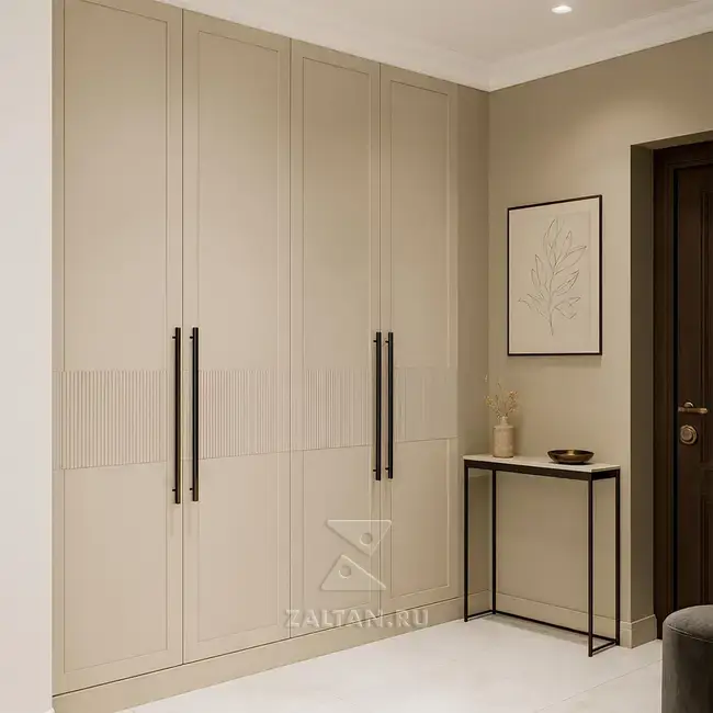Встроенный шкаф в прихожую кремовый