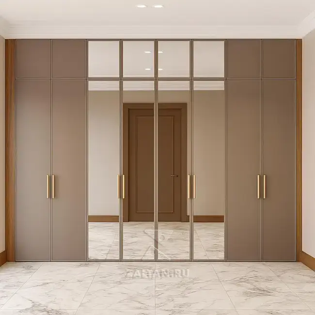 Встроенный распашной шкаф зеркало