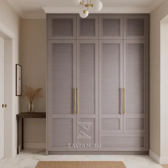 шкаф жалюзийный в прихожую сиреневый