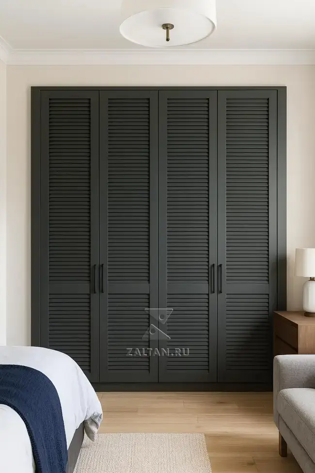 Встроенный чёрный шкаф жалюзи