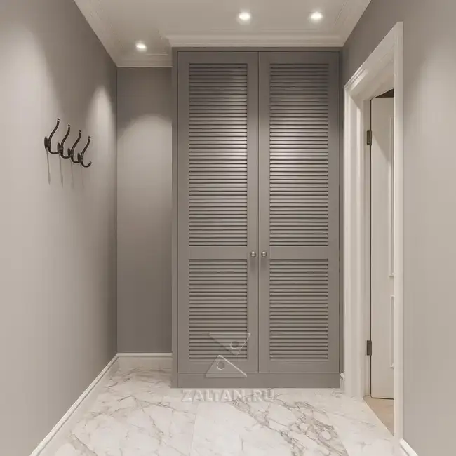 Шкаф жалюзийный в прихожую серый