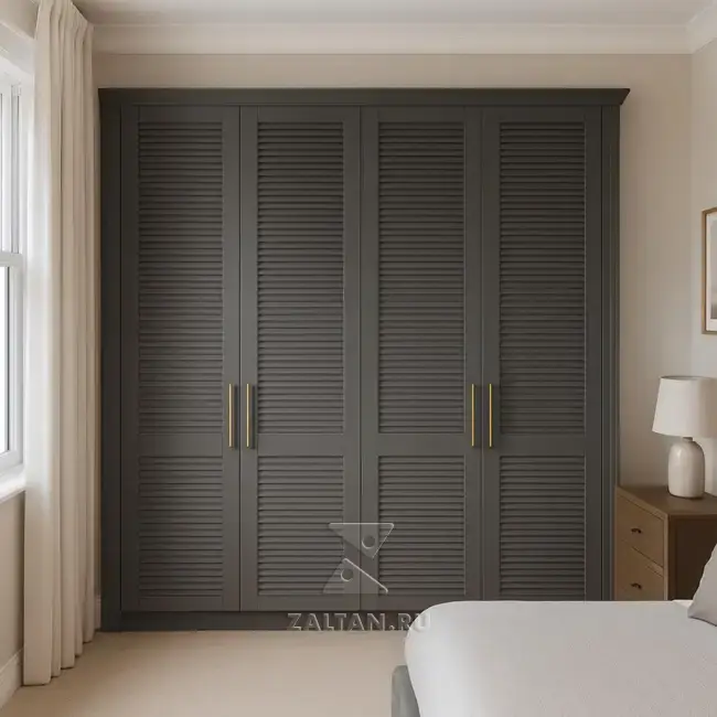 Шкаф платяной жалюзийный графит
