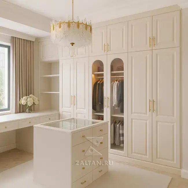 Классическая гардеробная с островом