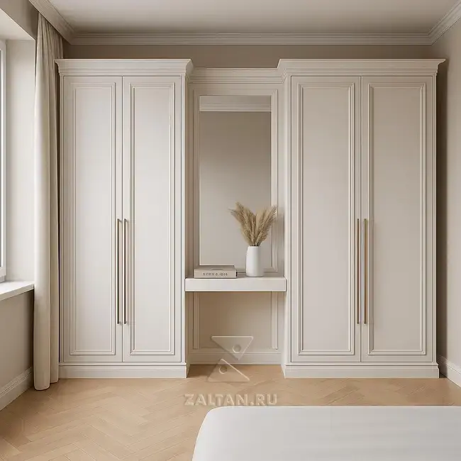 Шкаф с нишей и зеркалом кремовый