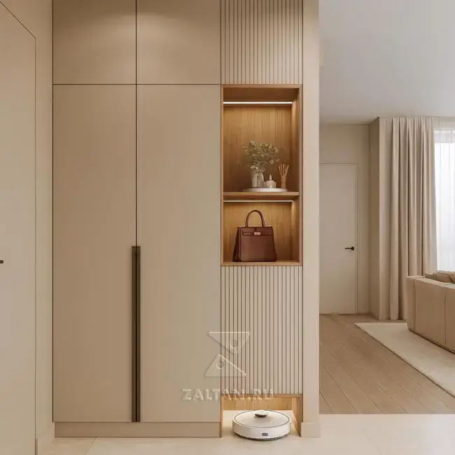 Шкаф в прихожую бежевый