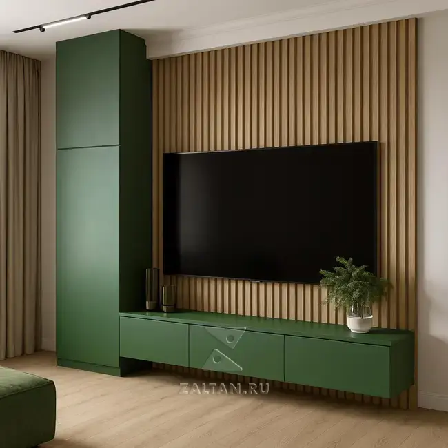 Зеленая тумба под ТВ комплект