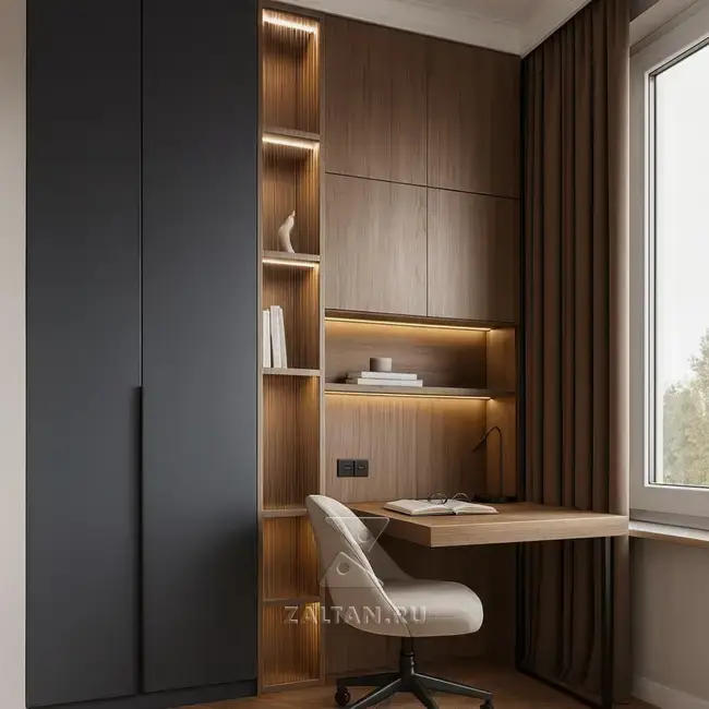 Шкаф с рабочей зоной у окна