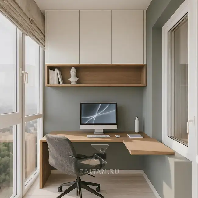 Балконный рабочий стол с шкафом