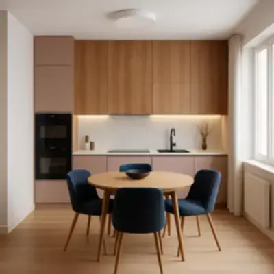 Встроенная кухня с шпон фасадом