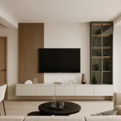 Подвесная ТВ стенка с витриной