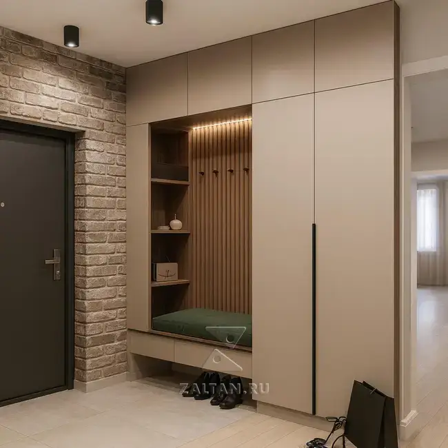 Прихожая встроенная с банкеткой