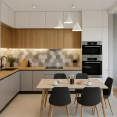 Угловая кухня в стиле минимализм