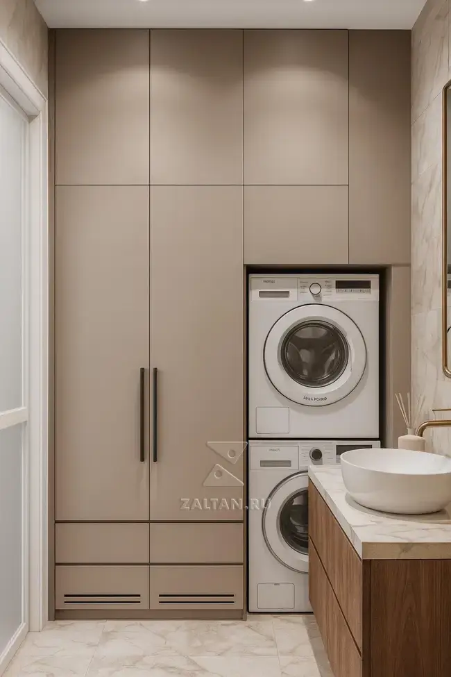 шкаф прачечная бежевый встроенный