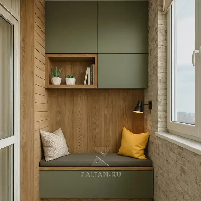 лавка на балкон с шкафчиками