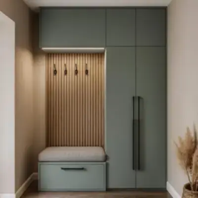 Прихожая с банкеткой и шкафом