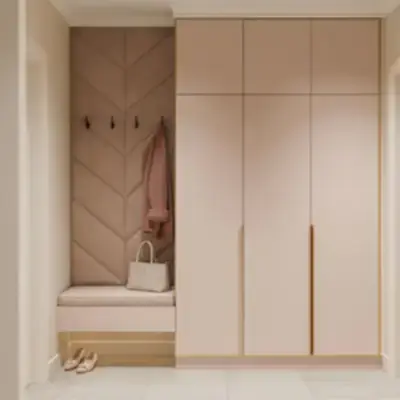 Встроенная прихожая с банкеткой