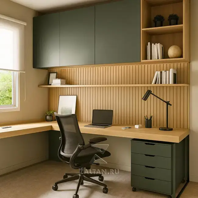 Угловая рабочая зона зелёный дуб