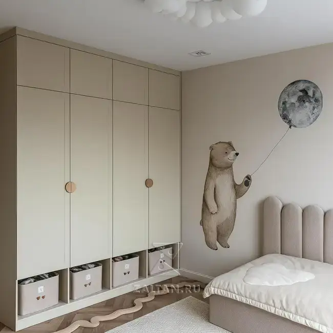 Встроенный шкаф детская бежевый