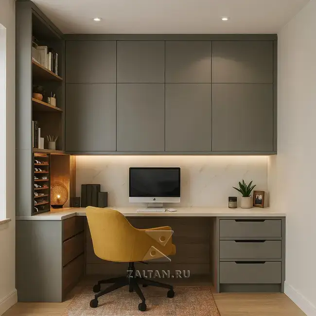 Встроенная рабочая зона с шкафами
