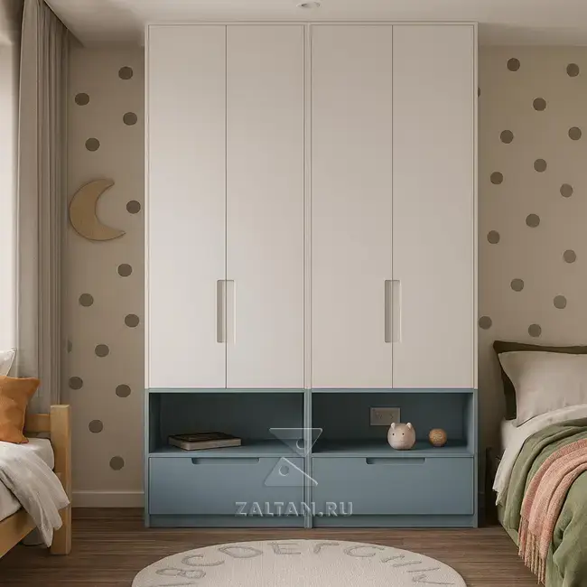 Шкаф детский бело голубой