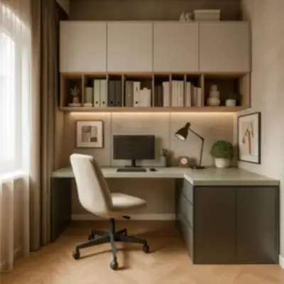 Угловая рабочая зона с шкафом