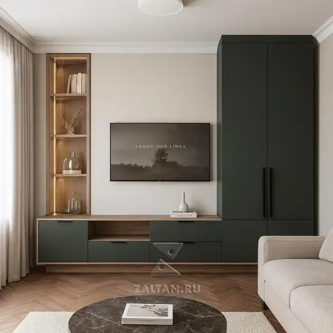 Зелёная стенка под ТВ