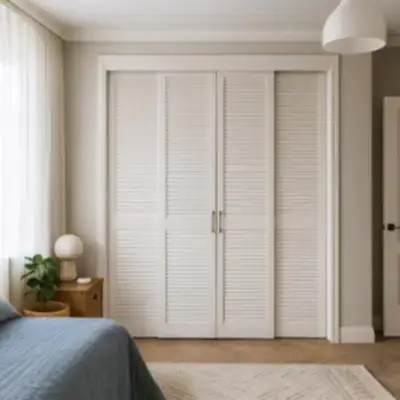 Шкаф-купе в спальню с жалюзийными фасадами