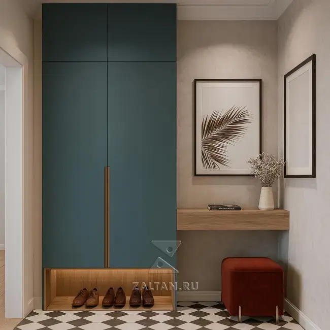 Шкаф пенал в прихожую с нишей