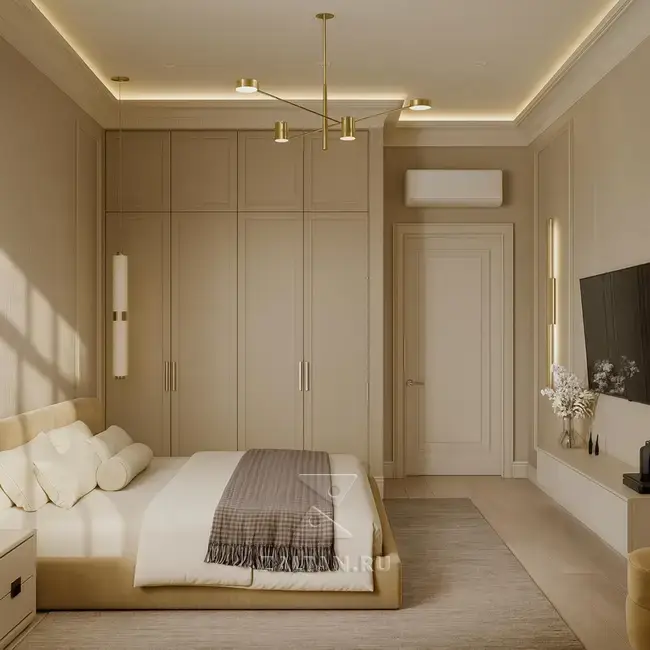 Встроенный шкаф кремовый