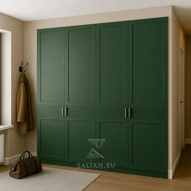 Встроенный зелёный шкаф прихожая