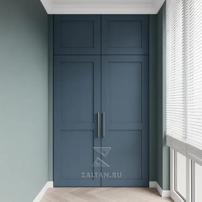 Встроенный шкаф синего цвета