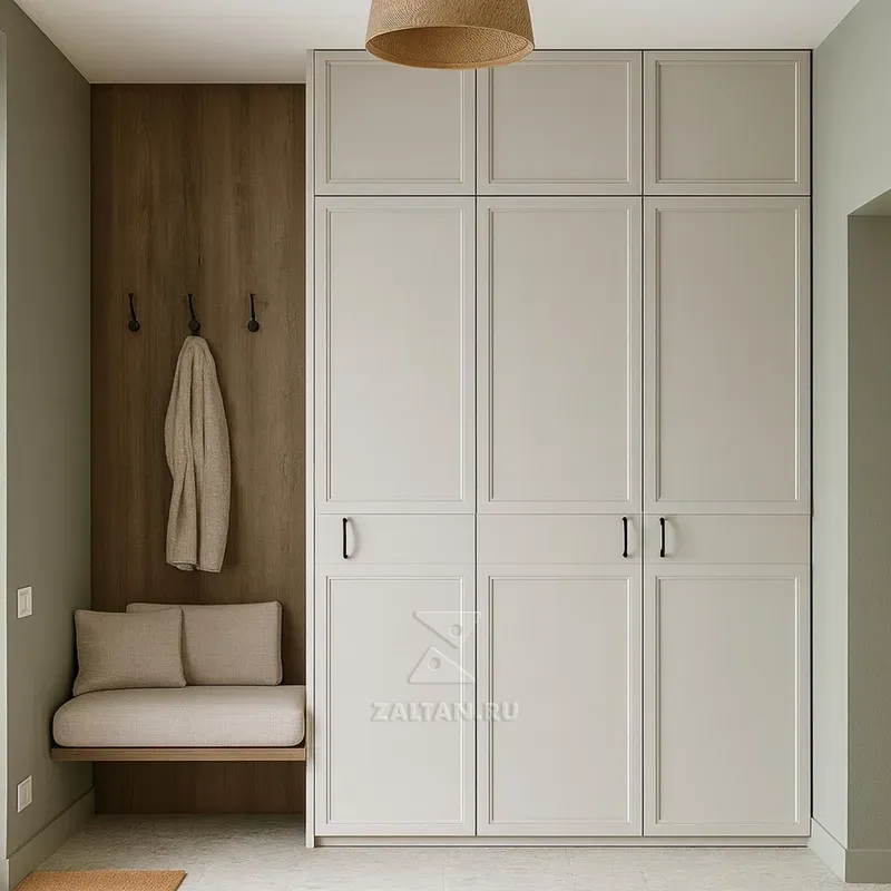 шкаф прихожая кремовый с сиденьем