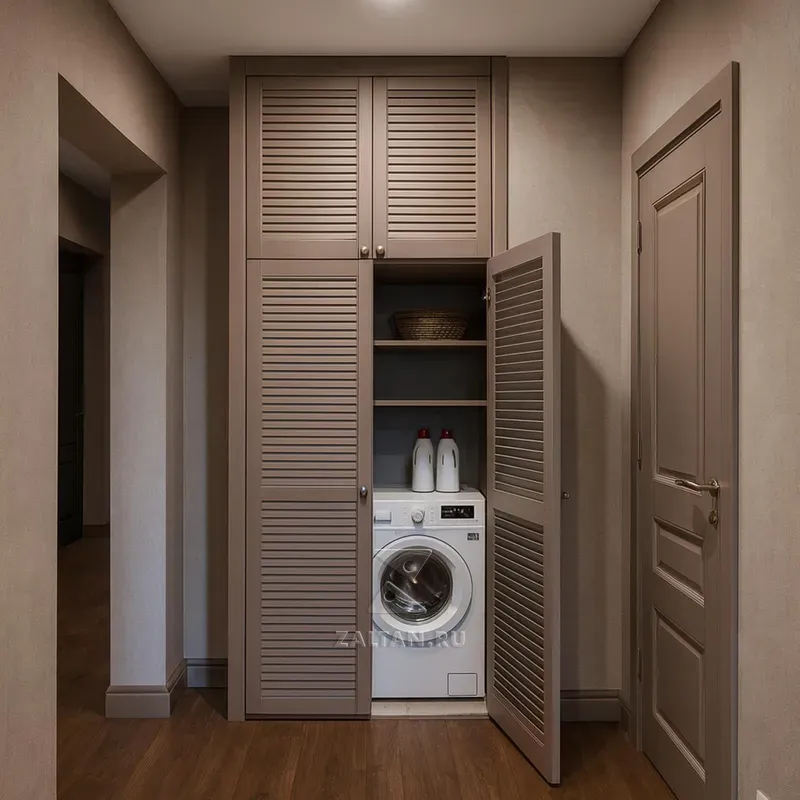Шкаф для постирочной с жалюзийными дверями