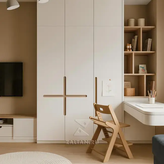 Встроенный шкаф с полками и нишей