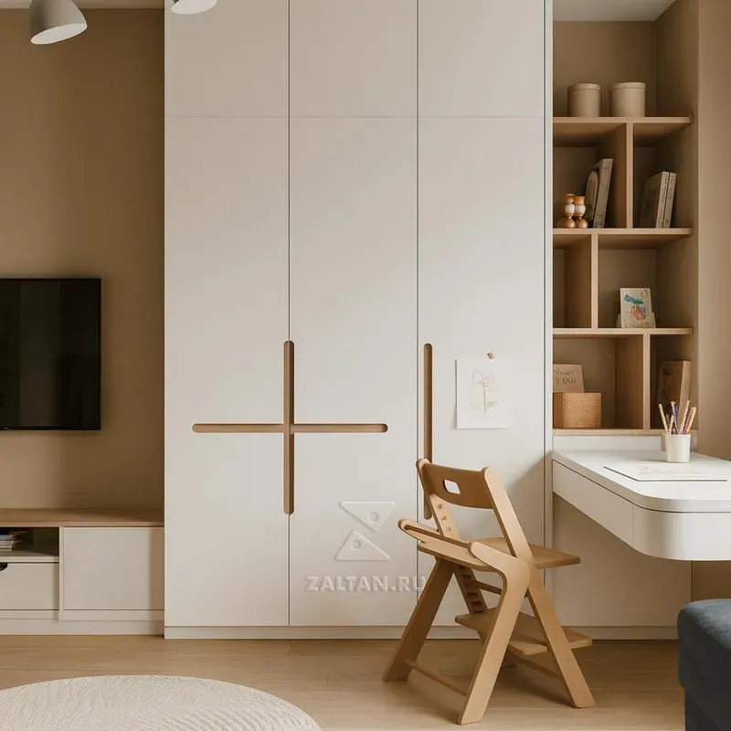 Встроенный шкаф с полками и нишей