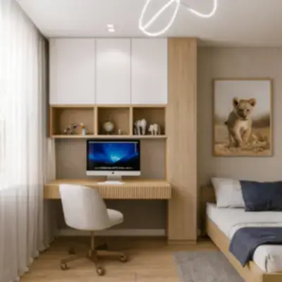 Встроенная рабочая зона в спальню
