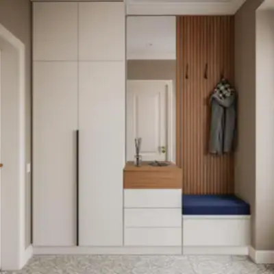 Прихожая с зеркалом и скамьёй