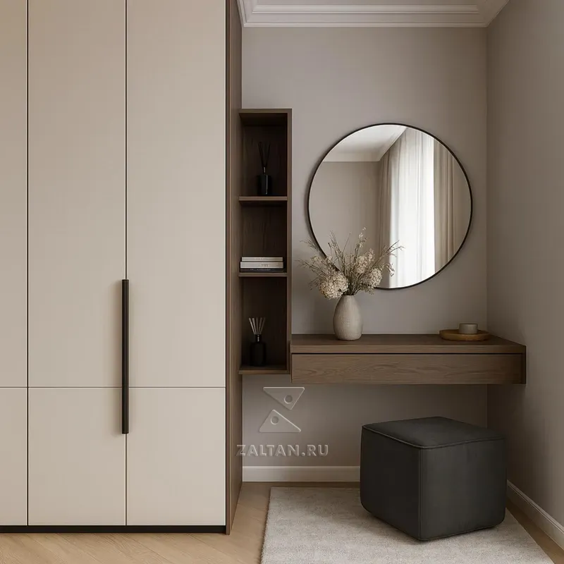 Шкаф консоль зеркало бежевый дуб