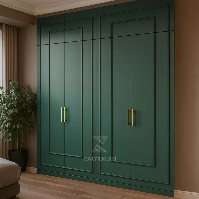 Зелёный встроенный шкаф