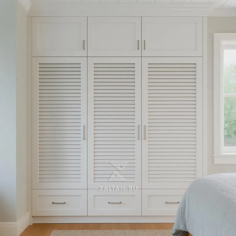 шкаф жалюзийный белый встроенный