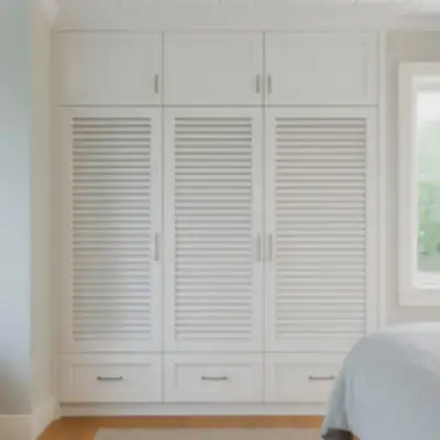 Встроенный шкаф с жалюзийными дверцами