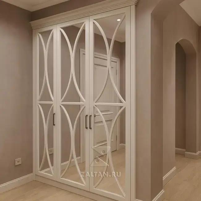 Шкаф зеркальный с резными накладками