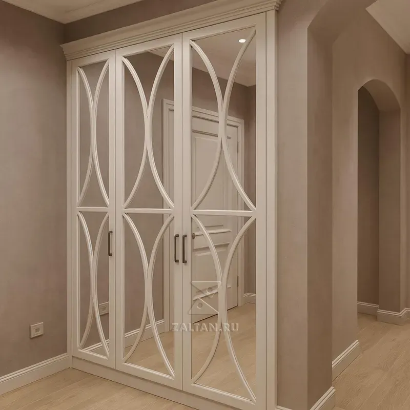 Шкаф зеркальный с резными накладками