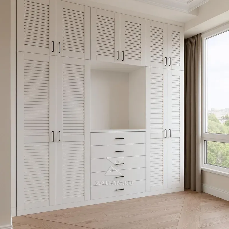 Шкаф жалюзийный встроенный белый