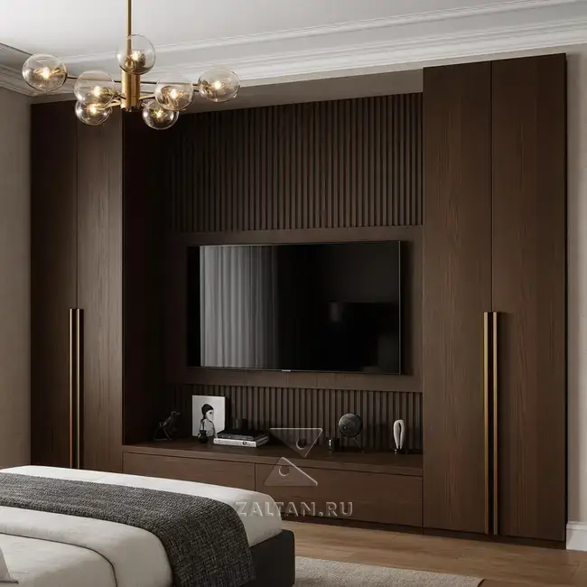 Встроенная стенка под ТВ Венге