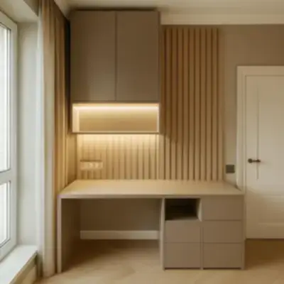 Рабочая зона с навесным шкафом